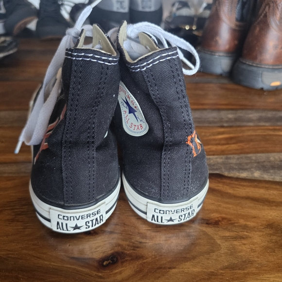 San Francisco Giants black Converse All Star high tops Custom chucks SF baseball - Picture 7 of 9